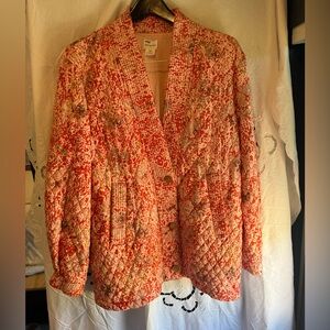 Find Me Now artisan cottagecore mid weight spring pattern Quilted Blazer ML